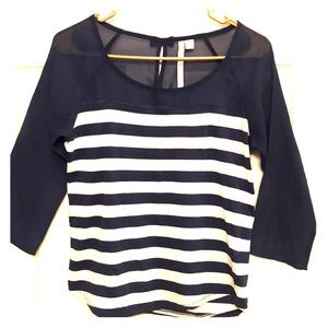 Lauren Conrad Royal Blue Striped Top